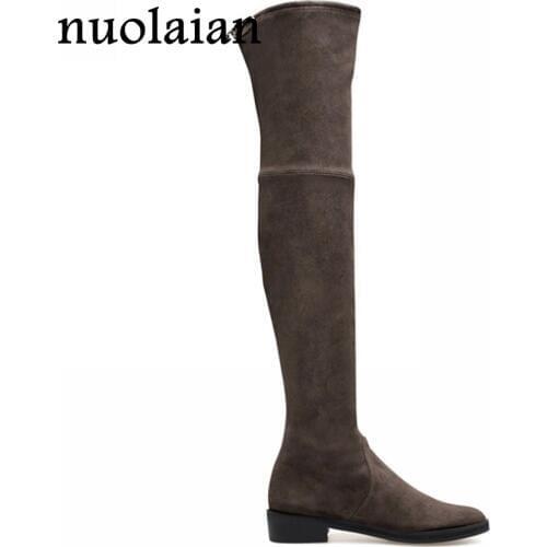 Womens Thigh High Punk Boots Ladies Over The Knee Boot Woman Faux Suede Winter Shoes Women Snow Winter Boots With Fur Shoe