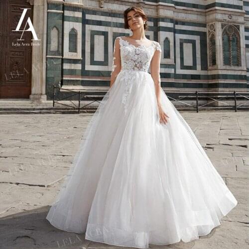 Sweetheart Beaded Wedding Dress Appliques Long Sleeve A-Line Bridal Gown Princess Court Train LelaAcra R061 Vestido De Novia