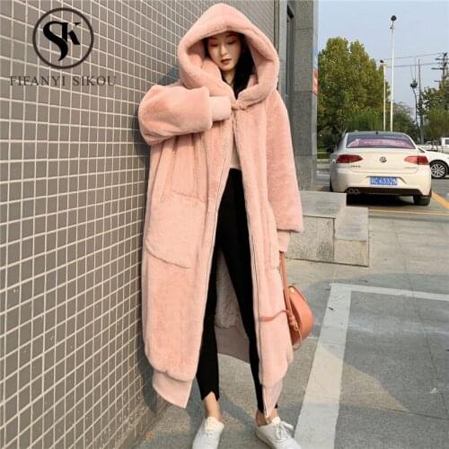 Winter Women High quality Faux Rabbit Fur Coat Luxury Long Fur Coat Loose Fashion Hooded Fur Jacket Women Thick Warm Plush Coats