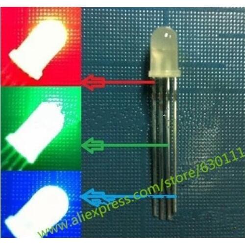 100pcs 5mm RGB LED Common Cathode/ CATHODE Tri-Color Emitting Diodes f5 RGB Diffused