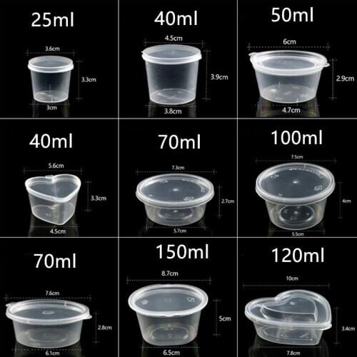 100pcs Net red small sauce packing box dessert containers food clear plastic cups takeaway soy sauce vinegar sauce cup with lid