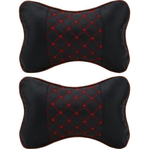 2 Pcs Leather PP Cotton Car Headrest Neck Pillow Auto Seat Cover Head Neck Rest Cushion Headrest Pillow Car Styling Accessaries
