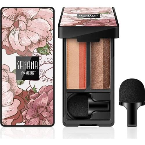 2021 Fashion Double Colors Eyeshadow Palette Gradient Eye Shadow Palette of Shadows Lazy Makeup With Sponge Brush Makeup Tools