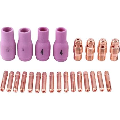 24Pcs Argon TIG Welding Torch Consumable TIG Tungsten Electrode Collet Alumina Nozzle for WP9 WP9V WP9FV TIG Torch