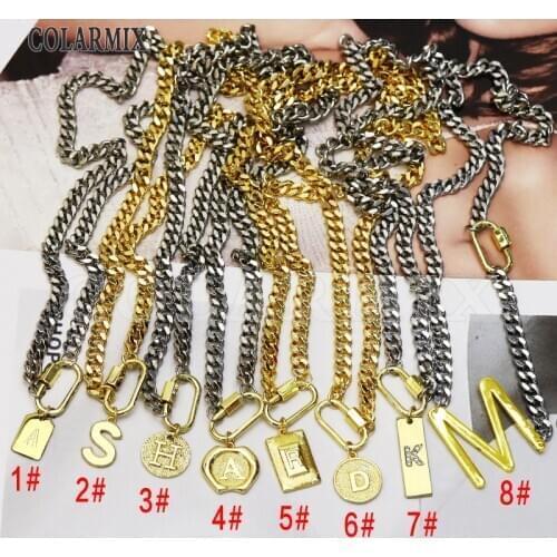 5pcs Multi kinds letters necklace big link chain keep colors alphabets jewelry keep color metal choose letter after your order