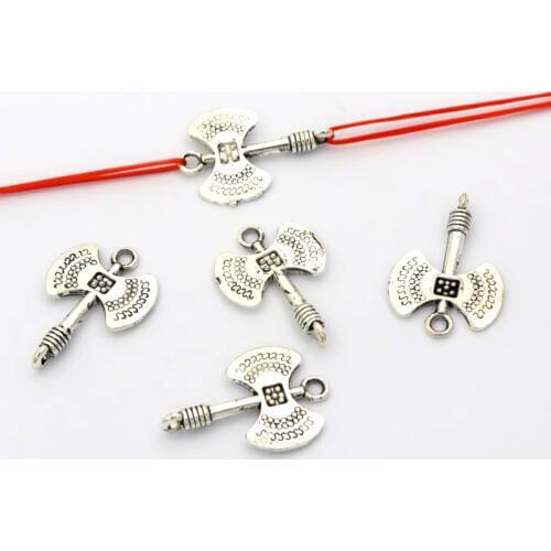 50pcs Tibetan Silver Color AX Metal Spacer Loose Charm Connecter For Jewelry Making Diy Bracelet Necklace Accessories Wholesale