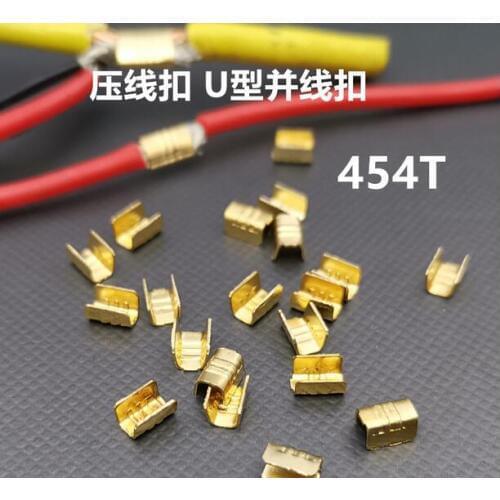 500pcs Terminal block Toothed buckle Crimped wire buckle and wire buckle 454T cold-pressed terminal U-shaped terminal quick connection press terminal 0.3-1
