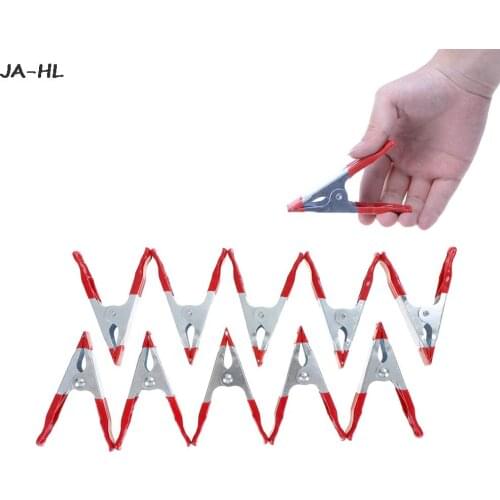 5pcs 4inch Mini Metal Heavy Duty Spring Clamps Crocodile Clip Red Plastic Tips Tool Clips Grip Holder DIY Hand Tools