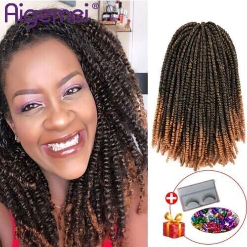 Aigemei Nubian Twist thin spring twist Crochet Hair Braids Hair-Extensions Low Temperature Flame Retardant Synthetic Fiber