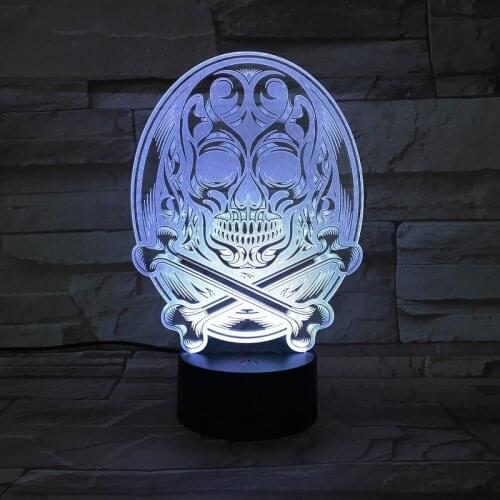 Acrylic Night Light LED Skull 3D Table Lamp Bedside Atmosphere Nightlight Bluetooth Speaker Halloween Party Decor Gift for Kids