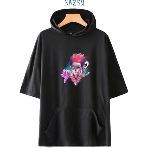 Anime Hunter X Hunter Harajuku Hooded T Shirt Boys and Girls Cartoon Print Short Sleeve funny T-shirt Hisoka Cosplay Tshirt