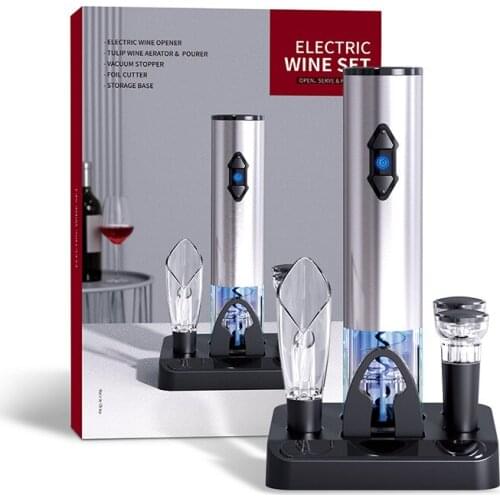 Automatic Electric Wine Bottle Opener Bar Accessaries Foil Cutter Wine pourer Stopper 5-in-1 Tools Bartender Kit Set