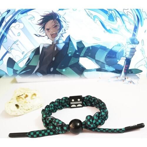Anime Demon Slayer Cosplay Kamado Tanjirou Bracelet Hand-woven Anime Bracelet Couple Accessories Holiday Gifts