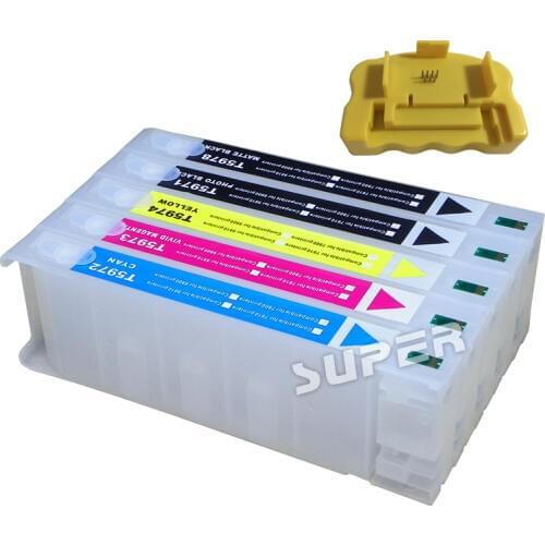 Cheap printer ink cartridges for Epson 9710 7710 large format printer with chips and resetters (5 color and 700ml)