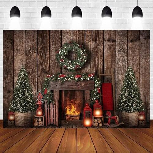 Christmas Photography Backdrops Background Fireplace Winter Snow Tree Window Baby Photocall Portrait Background For Photo Studio