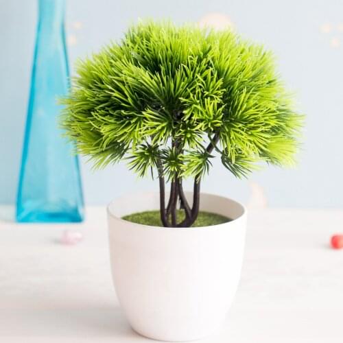 17x21cm Green Artificial Small Tree Pots Bonsai Christmas Halloween Birthday Party Home Living Room Ornament Fake Plants Bonsai