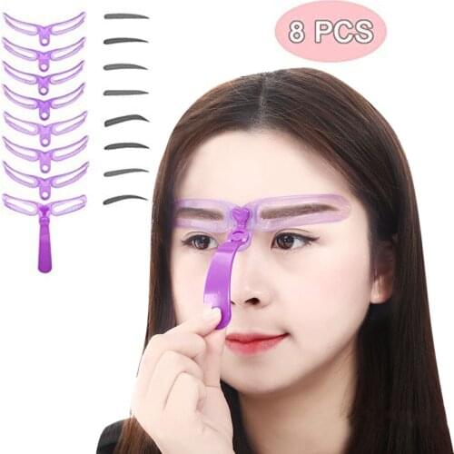 Card Eyebrow Defining Makeup Tools Eyebrow Stencil 8 Styles Eyebrow Shapes DIY Grooming Stencil Kit Shaping Templat FD