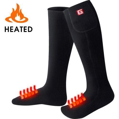 Black Unisex Rechargeable Battery Electric Heated Socks Kit Thick Knitting Thermal Care Chronically Cold Feet Winter Warm Cotton