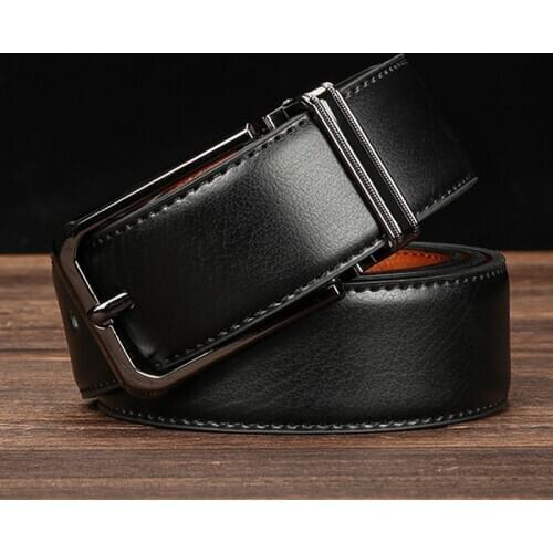 Aoluolan leather belt DIY assembly pin buckle belt Male original single high-grade belt double buckle belt with rotary