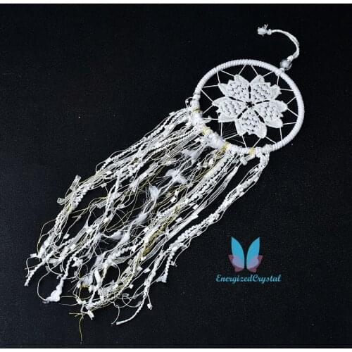 Beautiful White Dream Catcher Net Tassel Heart DIY Reiki Room Decoration Gift