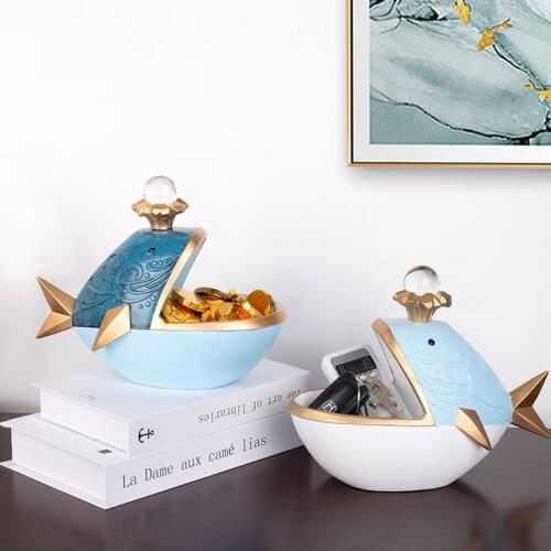 Creative,Big Fish ,Figurine Miniature,Home Decoration,Statue,Animal Sculpture,Living Room Decor,Decorative,Desktop,Storage Box