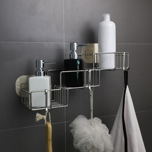 Creative Stainless Steel Wall-mounted Bathroom Storage Rack Shampoo Shower Gel Drain Shelf Kitchenware Hanging Organizer