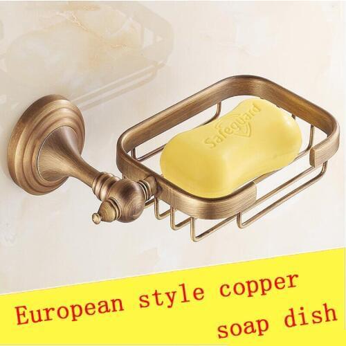 Brass Antique bathroom nets style perfumed soap dishes, Retro European wall mounted toilet soap box rack Wholesale Free Shipping