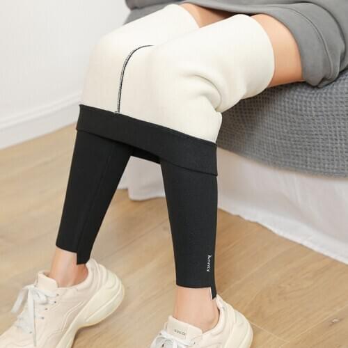 Leggings Women Sexy Cashmere Thicken Keep Warm Solid Plush High Waist Wear Large Tight Leggings Women Warm Cotton Pants