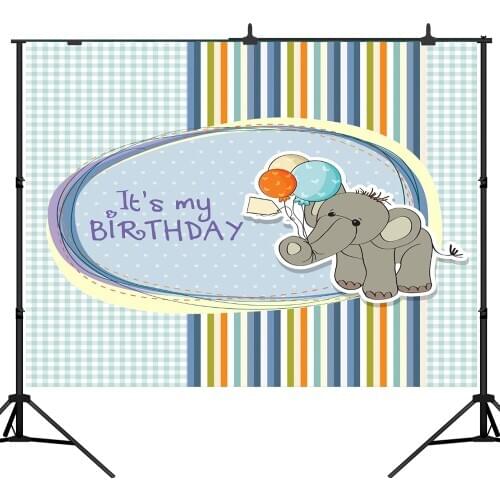 Lyavshi photography backdrops Lattice stripe baby Birthday party elephant balloons photo background for photographic studio
