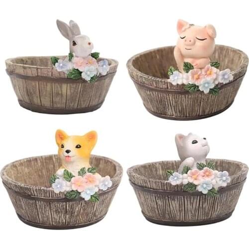 Mini resin flower pot cartoon animal-shaped succulent flower pot home gardening decoration landscape potted flower pot