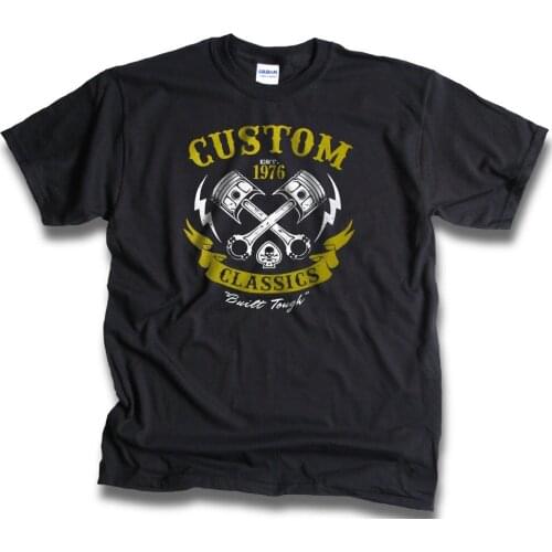 Fashion Funny Men Summer Casual Motero Personalizado Classics Resistente Spade Pistones Calavera 1976 Custom T Shirts