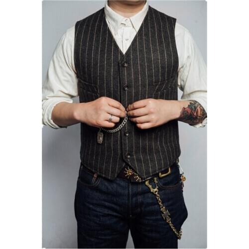 2021 Hot New Mens Vest Wool Blend Business Casual Slim Formal Dress Waistcoat Tops Chic Fashionable Versatile Temperament