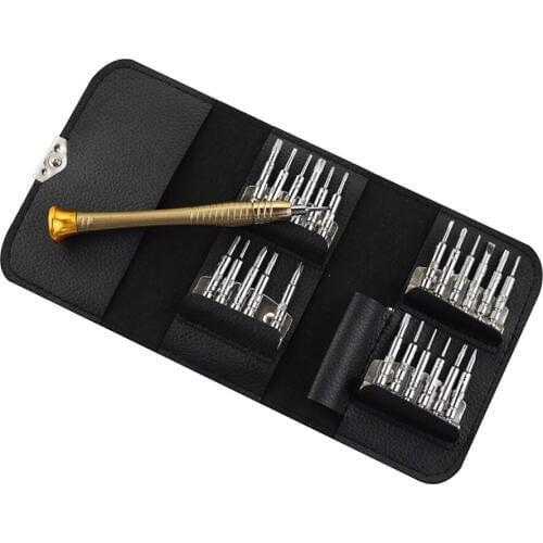 25-In-1 Multifunctional Leather Case Hand Tools Torx Screwdriver Set Mobile Phone Repair Tool Kit Tablet iPhone Watch