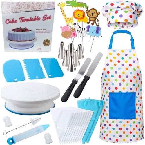 Cake Turntable Kit Plastic Confectionery Nozzles Spatula Cake Decorating Tools Pastry Rotating Stand For Decorating Professional