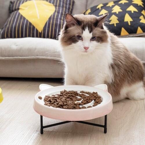 New Cat Ear Ceramics Pet Dog Feeding Food Bowls Puppy Slow Down Eating Feeder Dish Bowel Prevent Obesity Dogs Supplies