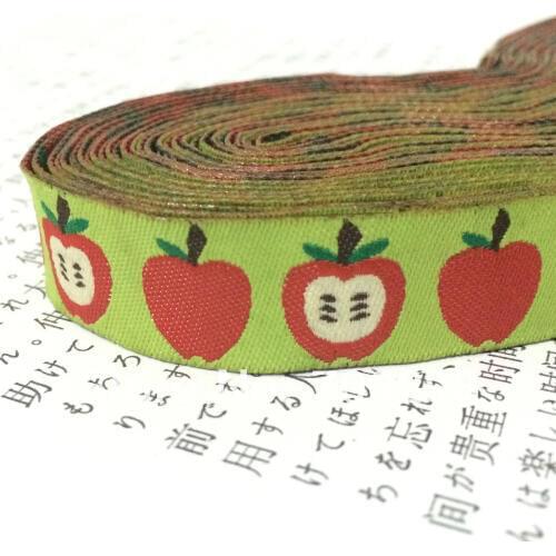 2014 NEW wholesale 5/8 '(16 mmx10yards) 100% Polyester Woven Jacquard Ribbon cartoon ribbon with fruit apple