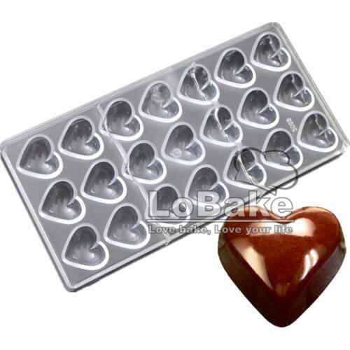 New arrivals 21 cavities Convex type Heart Shape Polycarbonate chocolate candy fondant molds biscuit ice mold baking accessories