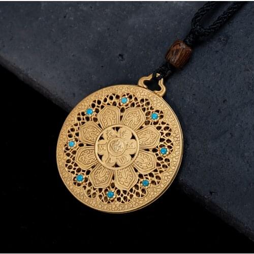 925 Sterling Silver 18K Gold-plated Om mani padme hum Mantra Pendants with Chains Jewelry for Men and Women Buddhism Necklace