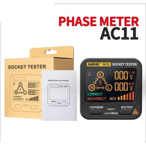 EU Plug AC11 RCD NCV Tester Electrical Leakage Detector Socket Checker Ground Wire Zero Line Live Wire Phase Finder