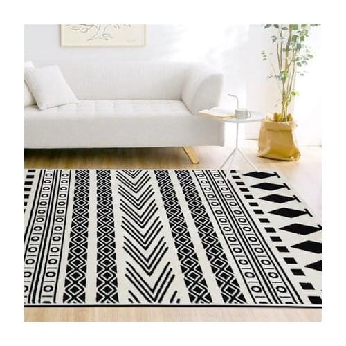 Simple Modern Black And White Nordic Geometric Carpet Living Room Coffee Table Bedroom Full Shop Large Window Tatami Mat Custom
