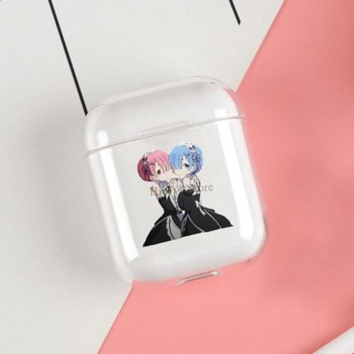Anime RE ZERO Ram and Rem Clear Cases For Apple Airpods 1 2 Earphone Bluetooth Wireless Cover For Airpods 2 1 Coque