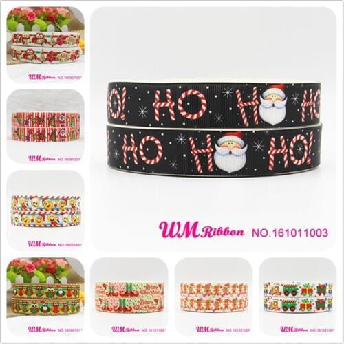 Q&N ribbon 7/8inch 22mm Santa Christmas day printed grosgrain ribbon 50yds/roll free shipping for hair bow hair tie