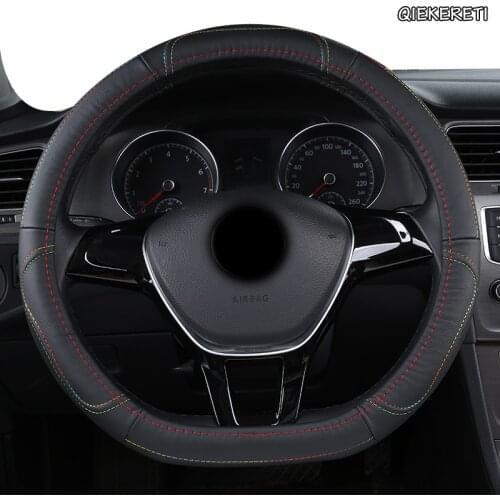 QIEKERETI Leather Car Steering Wheel Cover For Hondas Civics CRV BRV Fit Jazz Accords City Freed Mobilio Stream