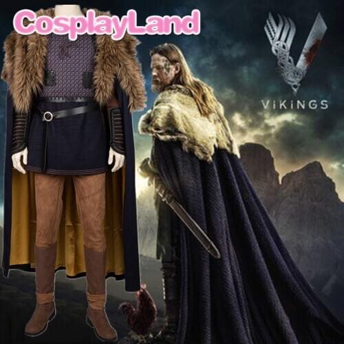 Ragnar Lothbrok Costume Vikings Cosplay Carnival Halloween Costumes for Men Adult Masquerade Suit Outfit with Cloak Boots