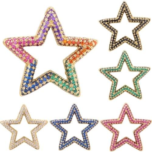 Luxury 25*25mm Rainbow Crystal Five-pointed Star Clasps Micro Pave Zirconia Closure Clasp For DIY Jewelry Accessories