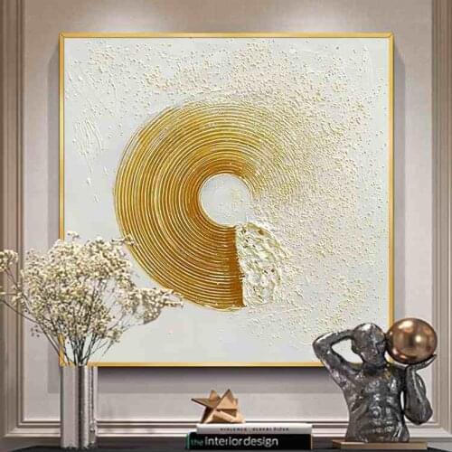 Hand Painted Canvas Oil Paintings Golden Tai Chi Murals Black ＆ White Abstract painting Luxury villa Bedroom Restaurant Hotel