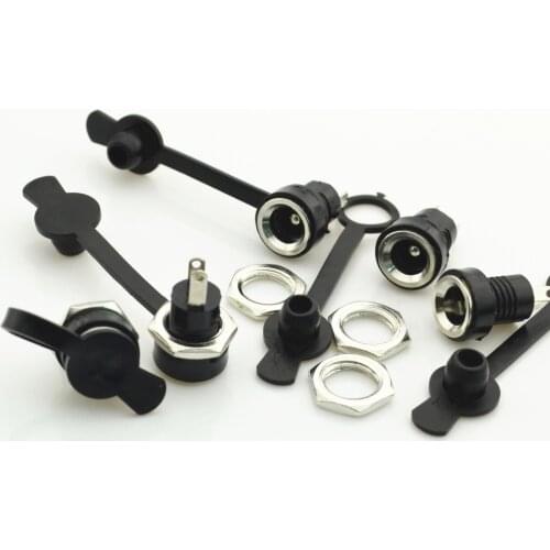 With Cap ! Charger Power Jack 2.1*5.5MM Panel Mount DC Socket Power Supply Jack Socket Female Connector