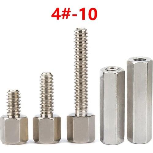 #4-40 Hex Male Female Brass Standoff Stud Board Nickel Plated Thread Hexagon PCB Motherboard Standoff Spacer Hollow Bolt Nut