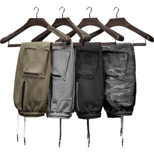 Mens joggers sport Multi Pockets Cargo pants ropa hombre workout tactical pants men full length pantalon Zipper foot trousers