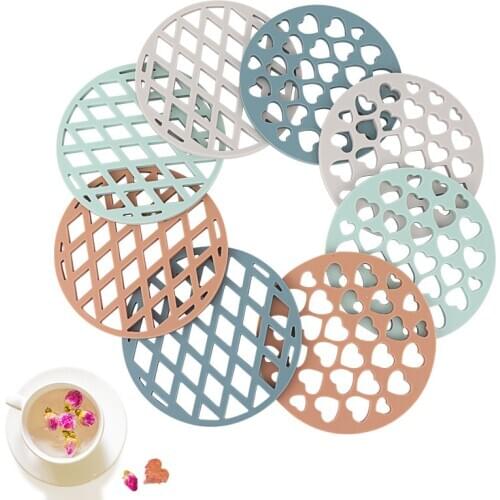 Silicone Tableware Insulation Mat Coaster Cups Heart suqare Mats Pad Heat-insulated Bowl Placemat Home Kitchen Decor Desktop Rug